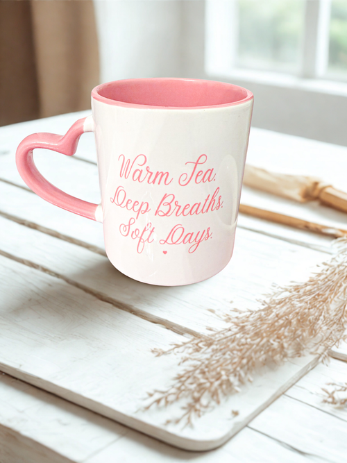 "Soft Days" Heart Mug